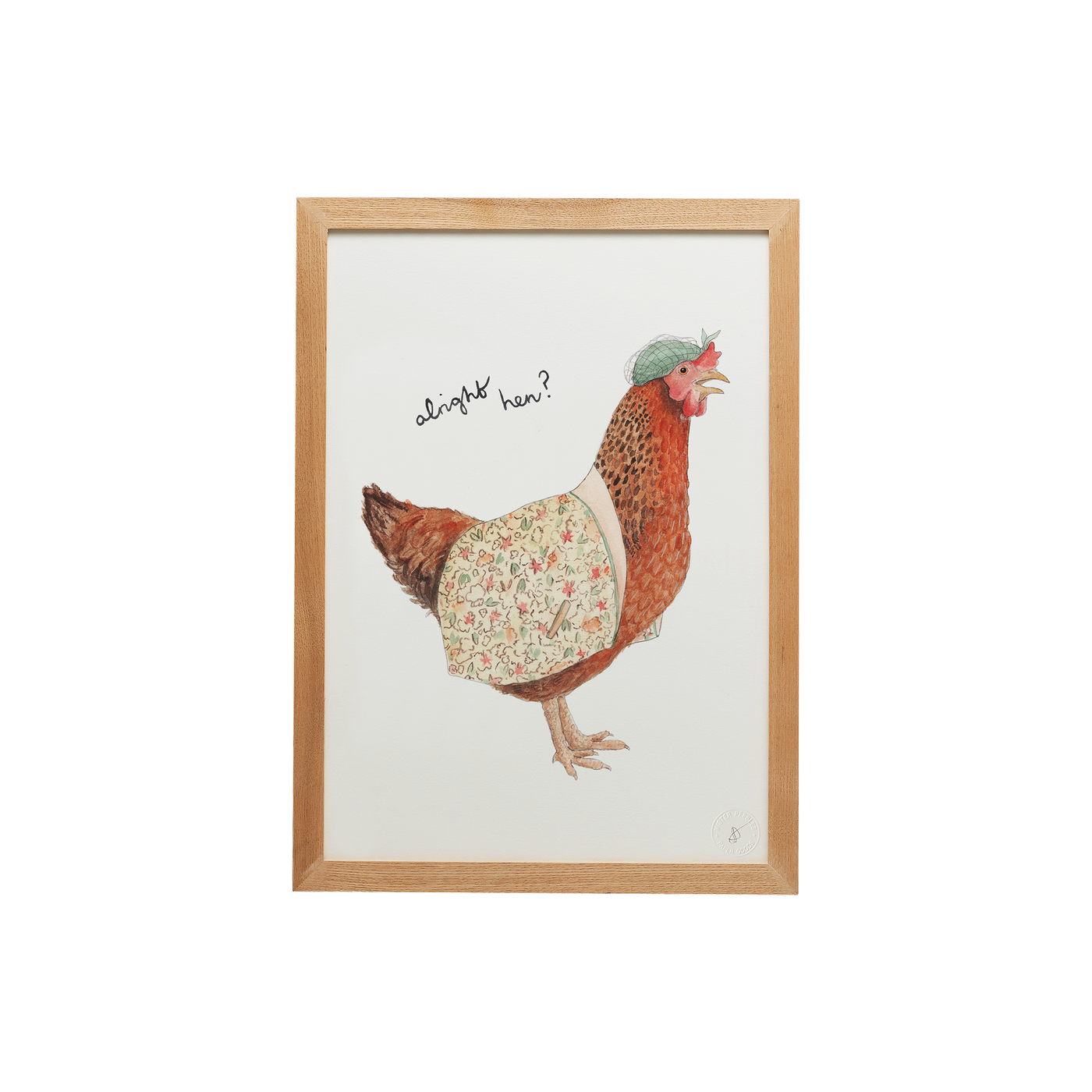 Alright Hen print framed cut out
