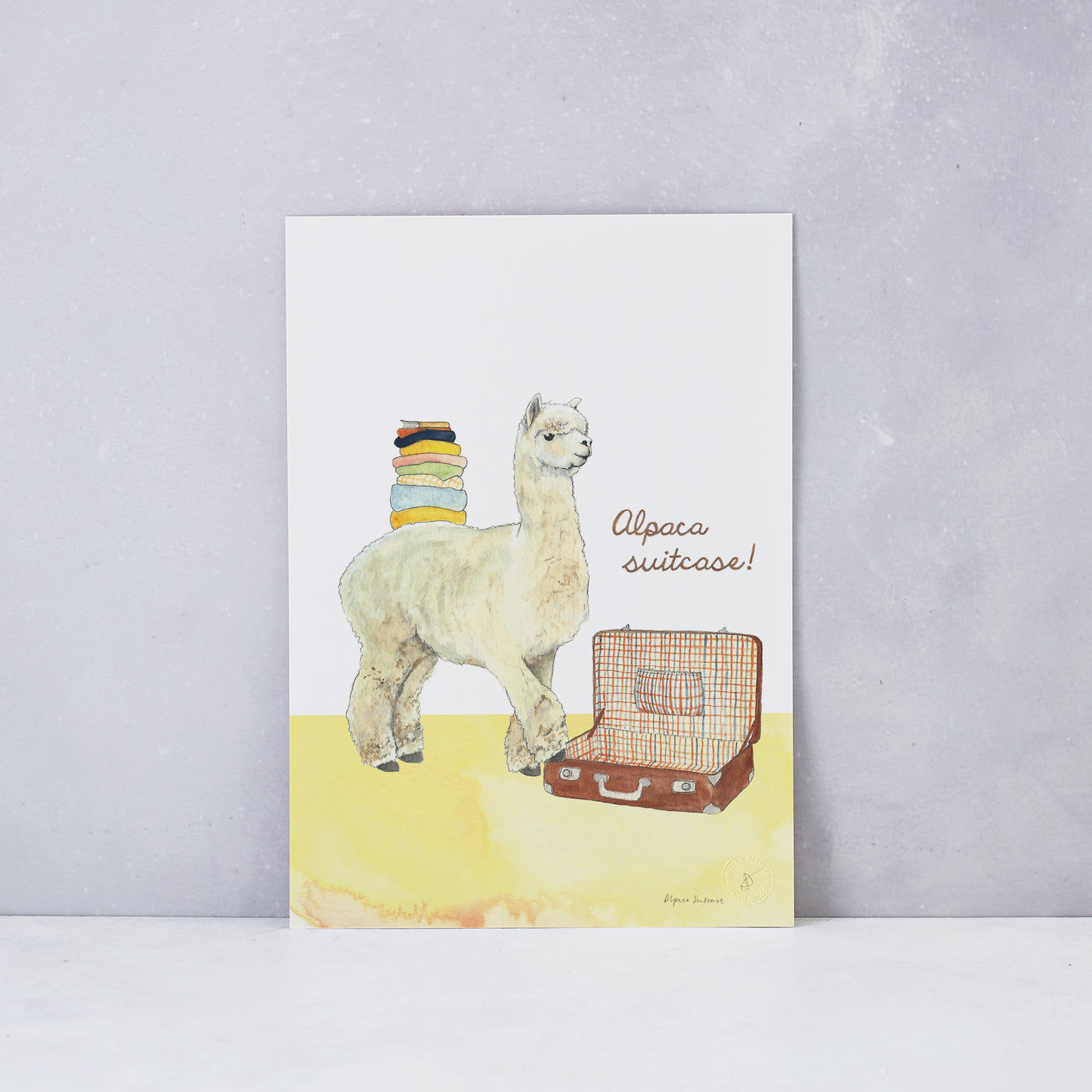Alpaca Suitcase Print unframed
