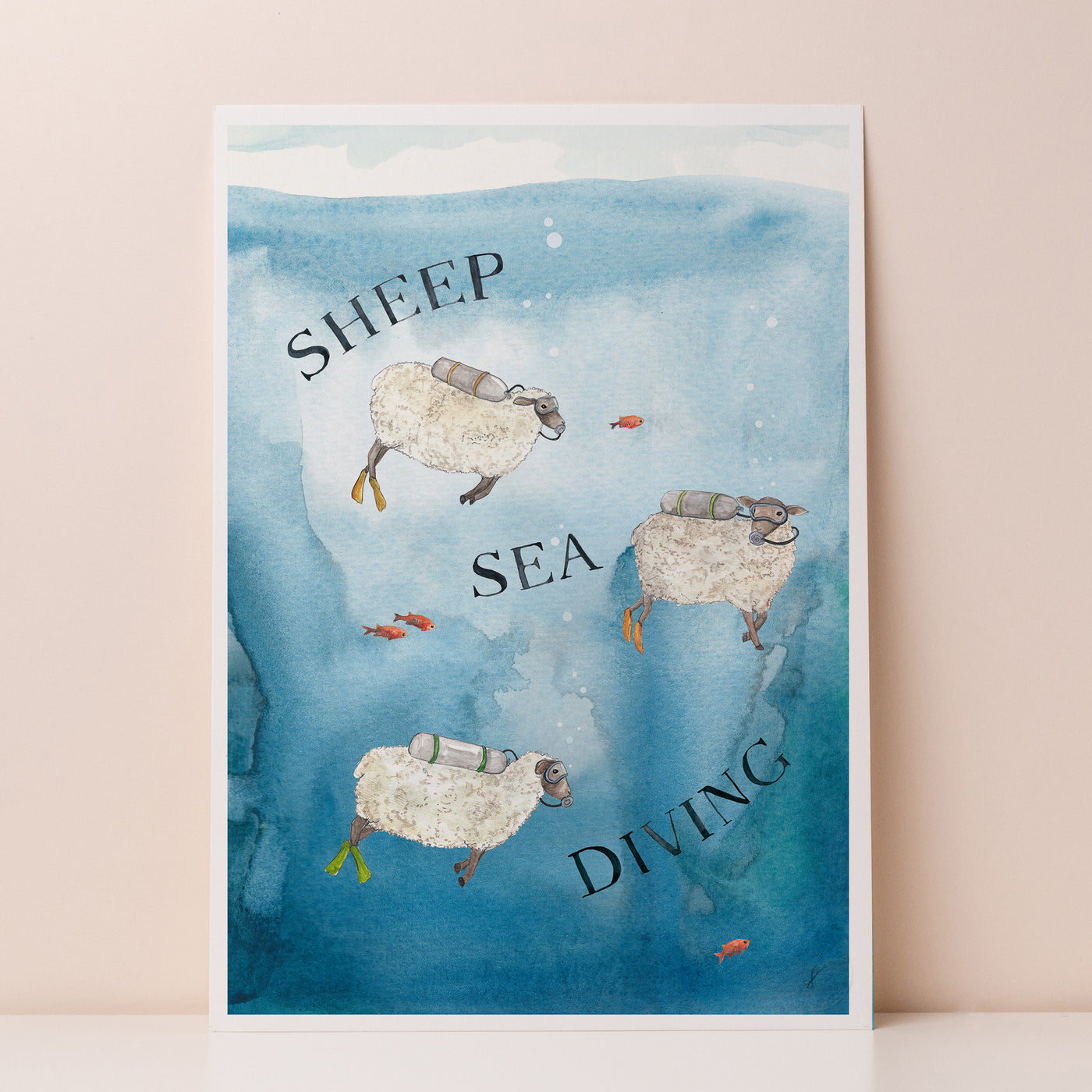 Sheep Sea Diving Print