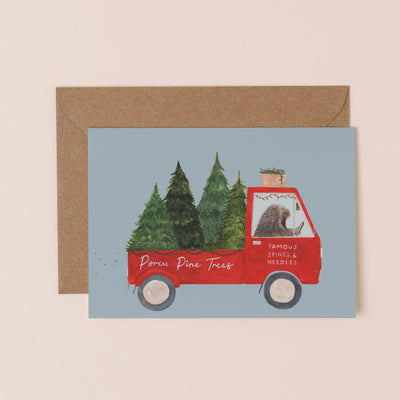 Porcu Pine Trees Christmas Card