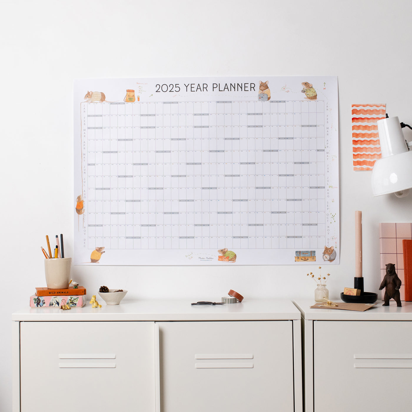 A year to view wall planner in a home office