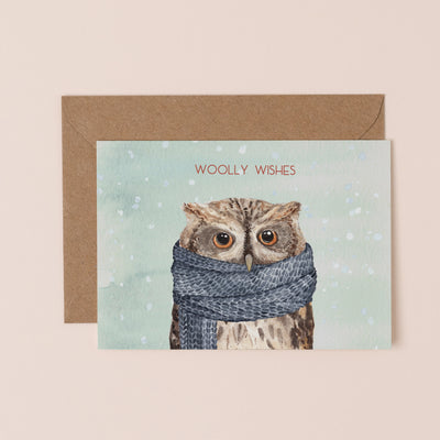 Woolly Wishes Owl Christmas Card