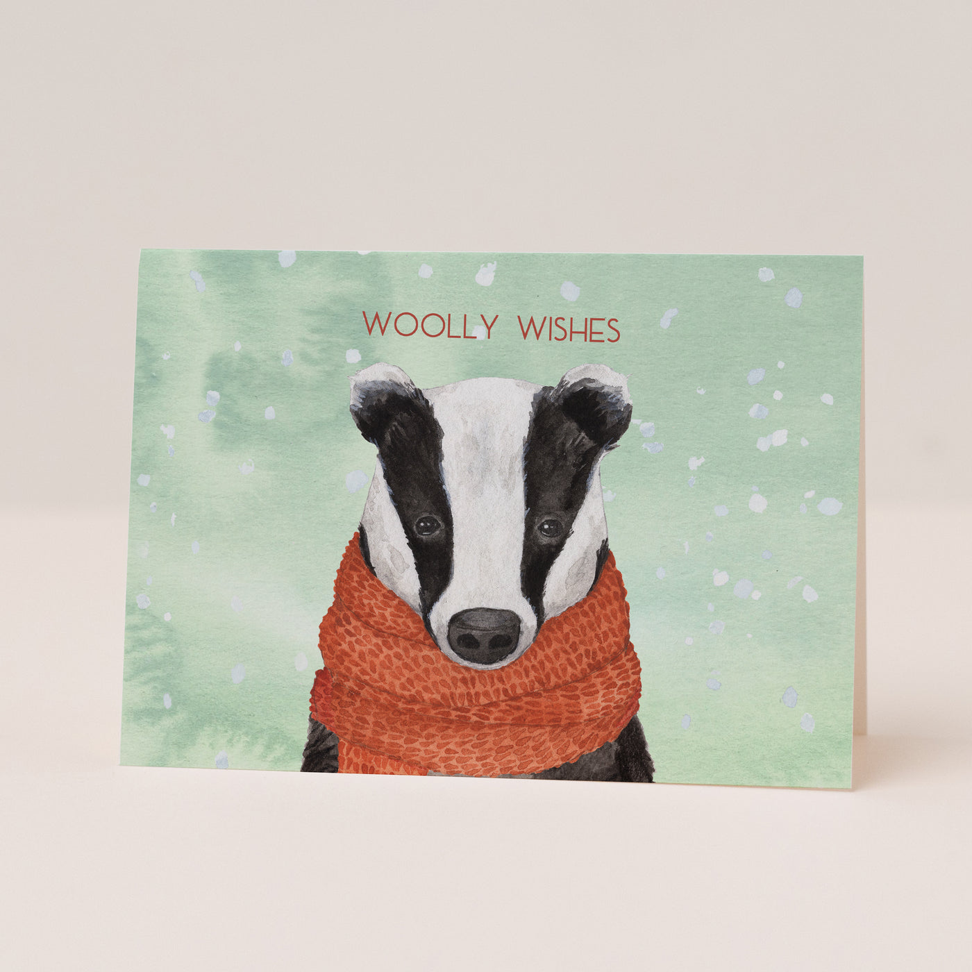 Woolly Wishes Badger Christmas Card
