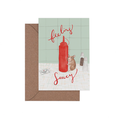 Feeling saucy greetings card cut out