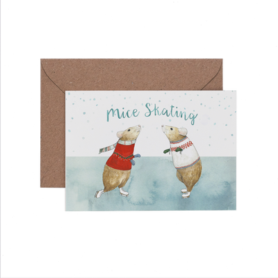 Mice Skating Christmas Card