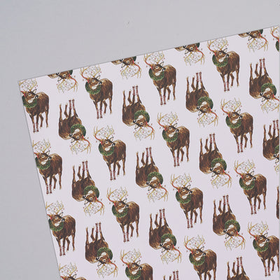 Flat sheet of Christmas Deer gift wrap