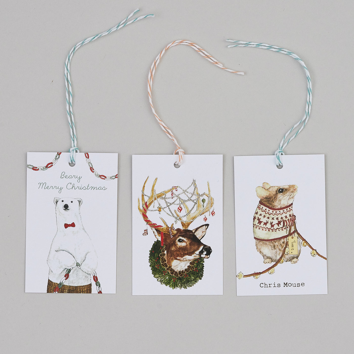 Polar bear, Reindeer and Chris Mouse Gift tags