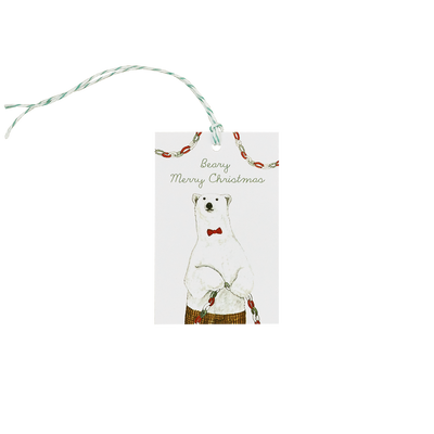 Beary Merry Christmas Tag with striped string